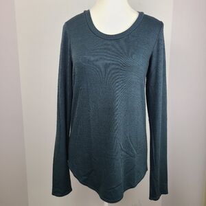 Wilfred Free Go To green slight scoop neck long sleeve shirt, Sz L (PTP 18")